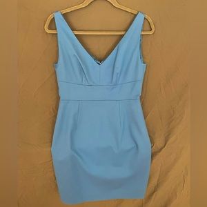 Tahari Blue sheath dress sleeveless and V neck neckline - Size 4 - New With Tags